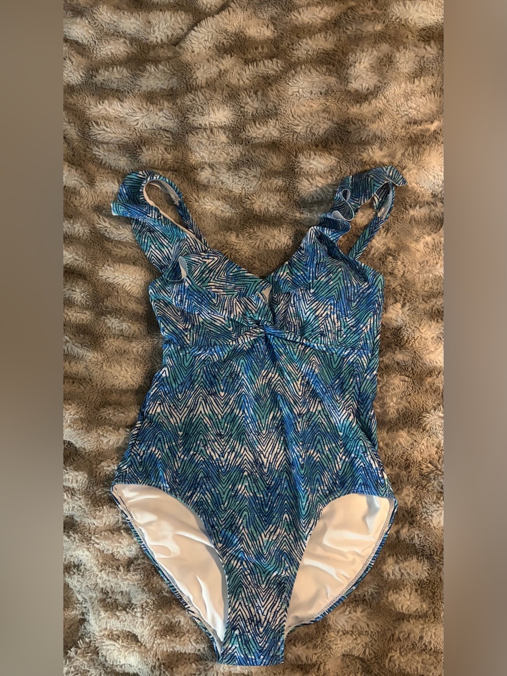 Tahari Blue Patterned Girls One-Piece Swimsuit